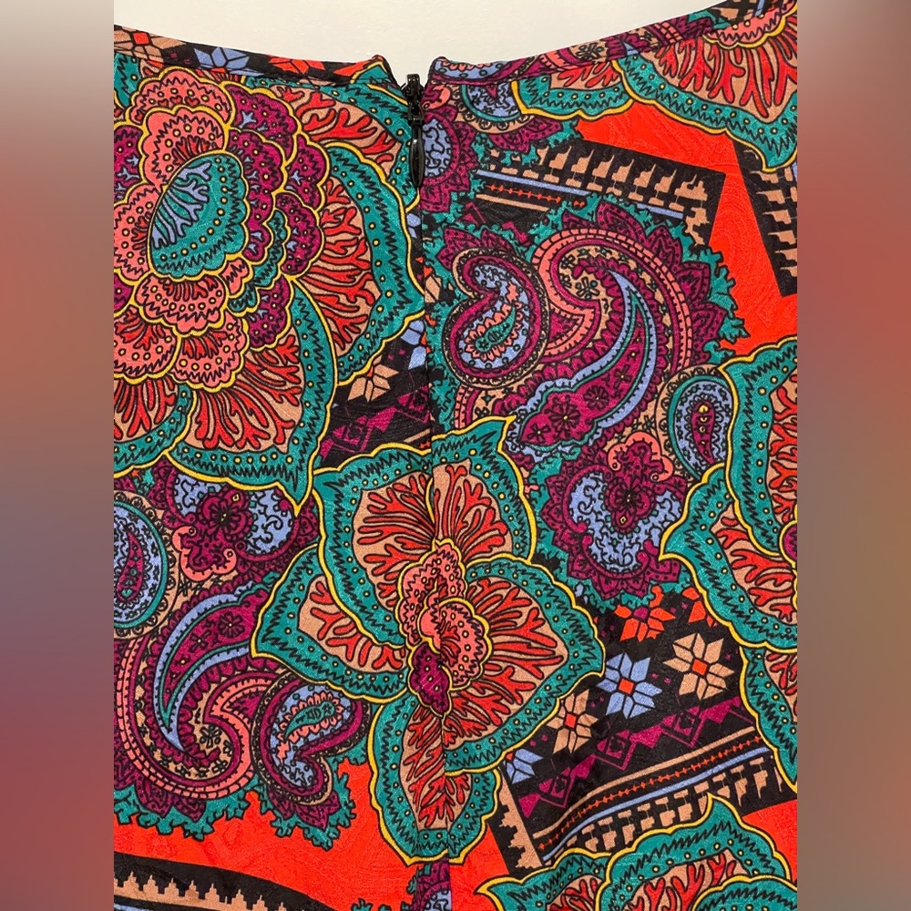 Veronica Beard Simmons Paisley Floral Silk Blend Top Puff Sleeves Y2K Size 4 - Picture 7 of 10